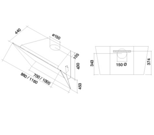 Sieninis gartraukis PRISMA 85cm, 800m3/h, LED 2x1,2W, baltas Sieninis gartraukis PRISMA 85cm, 800m3/h, LED 2x1,2W, baltas