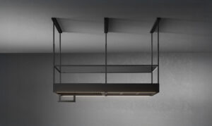 Salos gartraukis Falmec SPAZIO, 130 cm, Circle.Tech, 600 m3/h, nerūdijantis plienas/matinis juodas stiklas