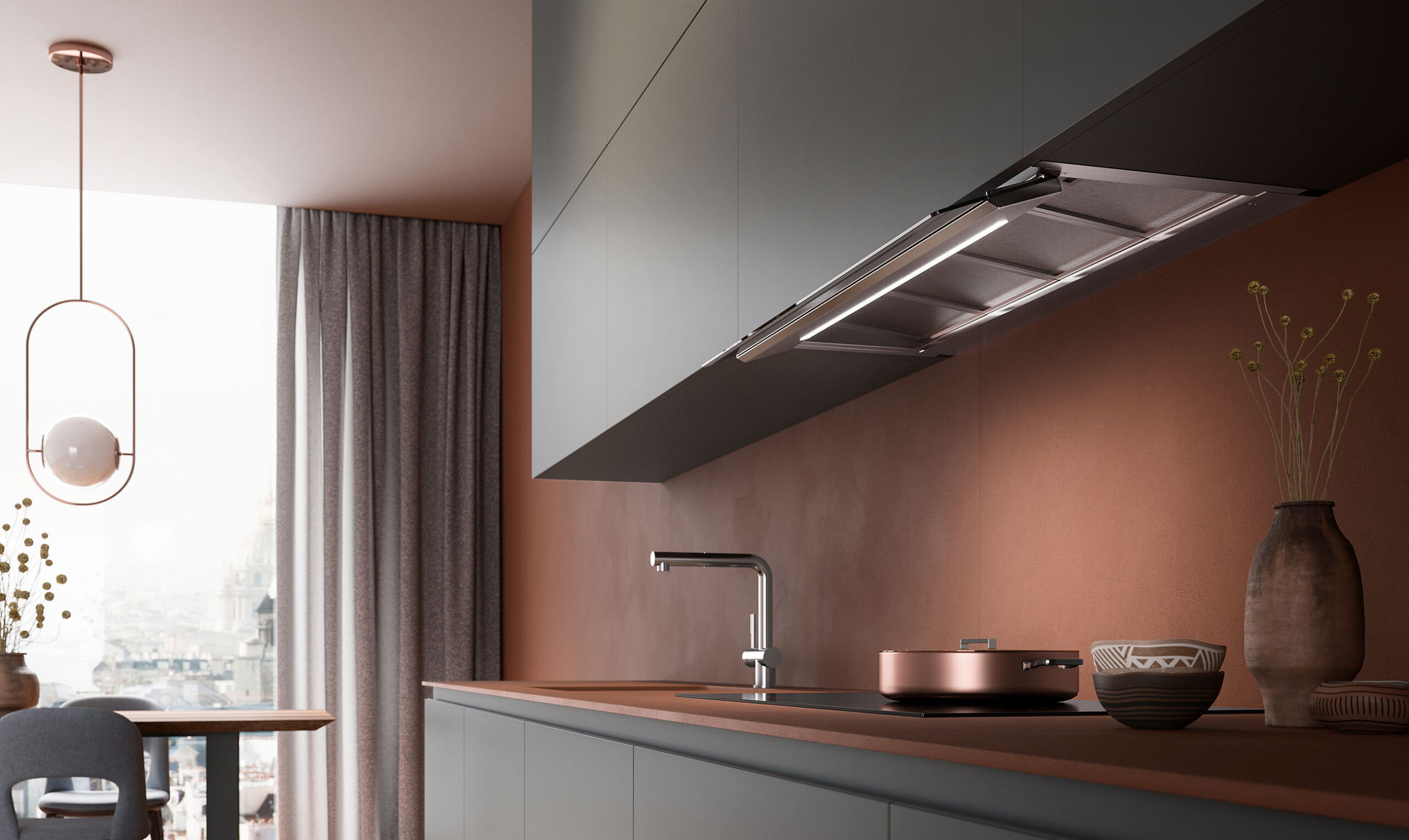 Sieninis gartraukis VIRGOLA TOUCH Comfort 60cm, 800m3/h, LED 2x1,2W (3200- 5500K), juodas - Image 3
