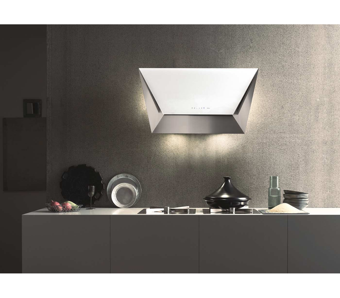 Sieninis gartraukis PRISMA 85cm, 800m3/h, LED 2x1,2W, baltas Sieninis gartraukis PRISMA 85cm, 800m3/h, LED 2x1,2W, baltas