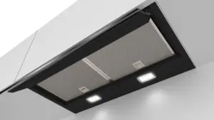 Bosch Serija 6 Integruojamasis kamino tipo gartraukis 60 cm skaidrus stiklas su juodu atspaudu, Juoda