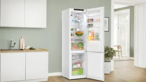 Bosch Serija 4 Laisvai statomas šaldytuvas-šaldiklis su šaldiklio skyriumi apačioje 203 x 60 cm Baltas, Total No Frost