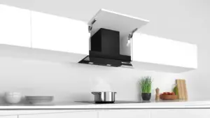 Bosch Serija 6 Integruojamasis kamino tipo gartraukis 60 cm skaidrus stiklas su juodu atspaudu, Juoda
