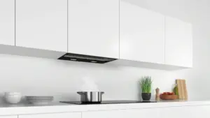 Bosch Serija 6 Integruojamasis kamino tipo gartraukis 60 cm skaidrus stiklas su juodu atspaudu, Juoda