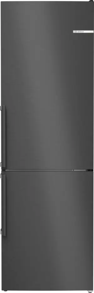 Bosch Serija 4 Laisvai statomas šaldytuvas-šaldiklis su šaldiklio skyriumi apačioje 186 x 60 cm Juodas šlifuotas plienas, atsparus pirštų atspaudams