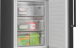 Bosch Serija 4 Laisvai statomas šaldytuvas-šaldiklis su šaldiklio skyriumi apačioje 186 x 60 cm Juodas šlifuotas plienas, atsparus pirštų atspaudams