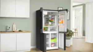 Bosch Serija 6 Prancūziško tipo apačioje montuojamas šaldiklis, 5 durų 183 x 90.5 cm Juodas šlifuotas plienas, atsparus pirštų atspaudams, Total No Frost