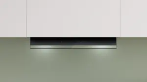 Bosch Serija 6 Integruojamasis kamino tipo gartraukis 60 cm skaidrus stiklas su juodu atspaudu, Matinė juoda
