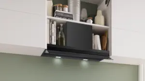 Bosch Serija 6 Integruojamasis kamino tipo gartraukis 80 cm skaidrus stiklas su juodu atspaudu, Matinė juoda