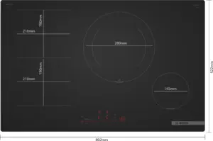 Bosch Serija 6 Indukcinė kaitlentė 80 cm Matinė juoda, kaitlentė be rėmo