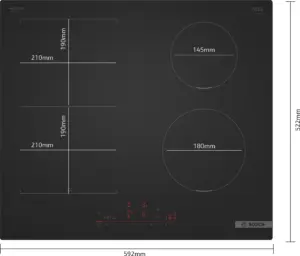 Bosch Serija 6 Indukcinė kaitlentė 60 cm Matinė juoda, kaitlentė be rėmo