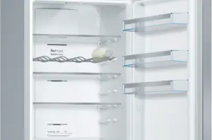 Bosch Serija 4 Laisvai statomas šaldytuvas-šaldiklis su šaldiklio skyriumi apačioje 203 x 60 cm Nerūdijančio plieno efektas