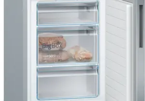 Bosch Serija 6 Laisvai statomas šaldytuvas-šaldiklis su šaldiklio skyriumi apačioje 186 x 60 cm Nerūdijančio plieno