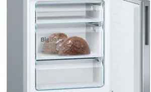 Bosch Serija 6 Laisvai statomas šaldytuvas-šaldiklis su šaldiklio skyriumi apačioje 201 x 70 cm Nerūdijančio plieno