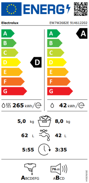 Skalbyklė-Džiovyklė ELECTROLUX EW7W2682E