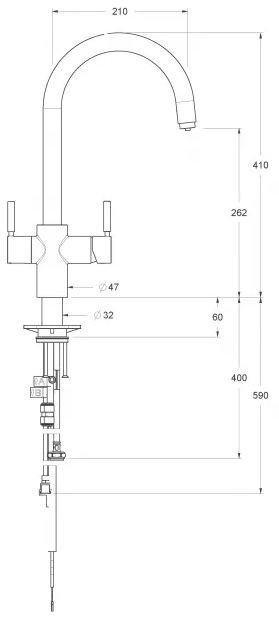 Maišytuvas ISE J-shape 4N1 Tap Brushed Steel 4N1JBR